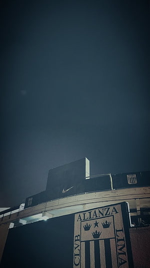 Club Alianza Lima Stadium Banner at Night with Nike Logo and Dark Sky HD phone wallpaper