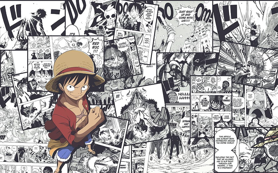 Monkey D. Luffy One Piece Manga Collage Wallpaper HD wallpaper