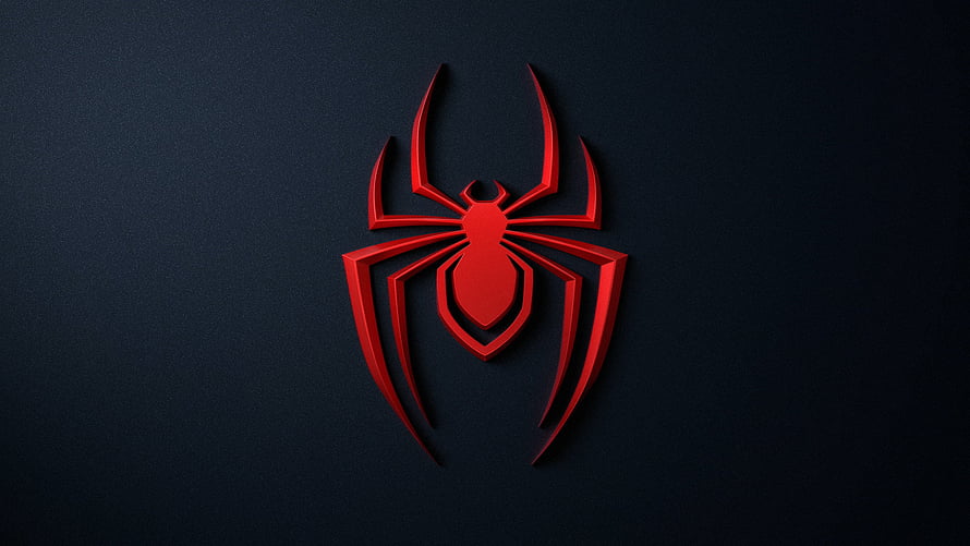 Red Spider-Man Logo Emblem on Dark Navy Background HD wallpaper