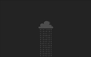 Minimalist Binary Code Rain Falling from a Cloud on a Dark Background HD wallpaper
