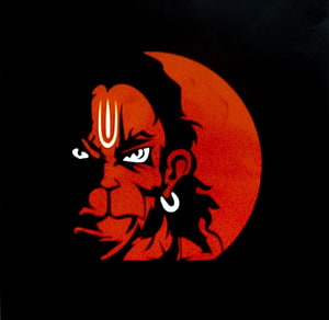 Angry Hanuman Cartoon Illustration With Red Moon Background, Angry Hanuman Ji - For, Cartoon Hanuman HD wallpaper