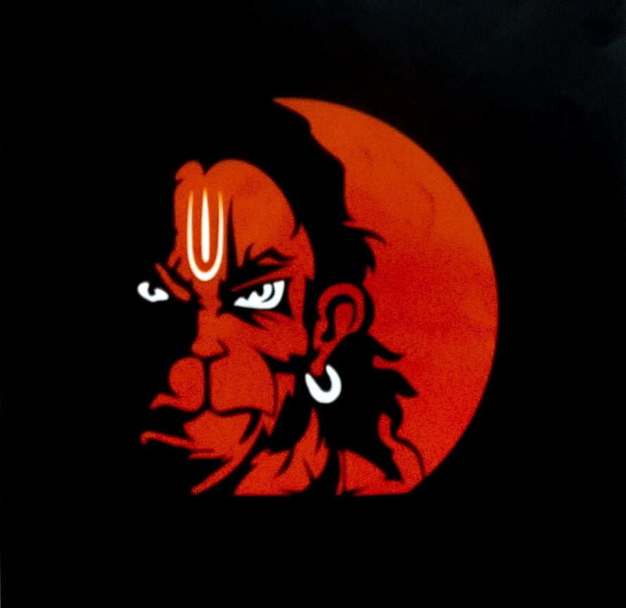 Angry Hanuman Cartoon Illustration With Red Moon Background, Angry Hanuman Ji - For, Cartoon Hanuman HD wallpaper