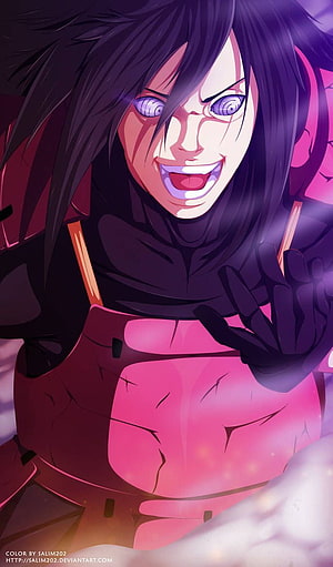 Madara Uchiha Rinnegan Anime Character Portrait with Purple Eyes and Dark Hair HD phone wallpaper