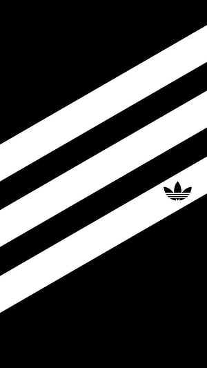 Minimalist Adidas Trefoil Logo with Diagonal Black and White Stripes HD phone wallpaper