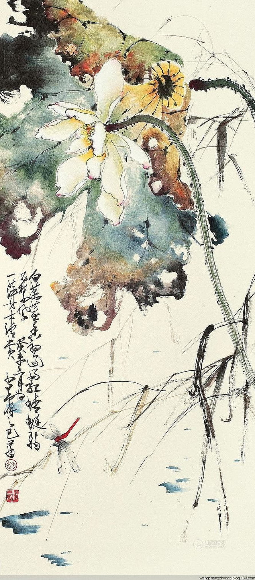 Traditional Chinese Ink Painting of White Lotus and Dragonfly HD phone wallpaper