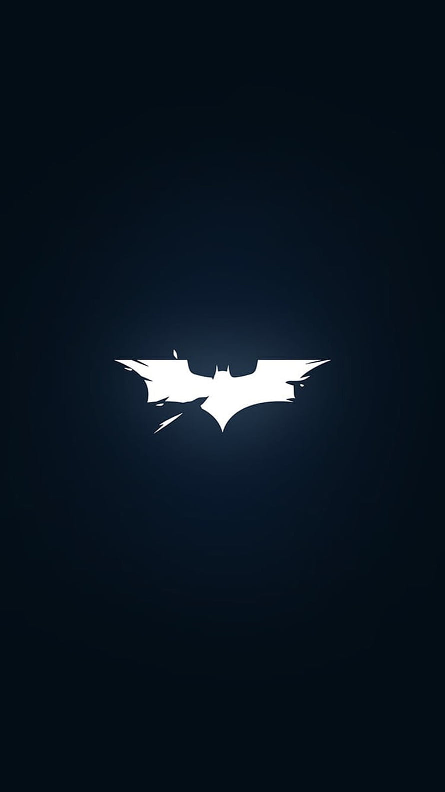Minimalist White Batman Symbol on Dark Navy Background HD phone wallpaper