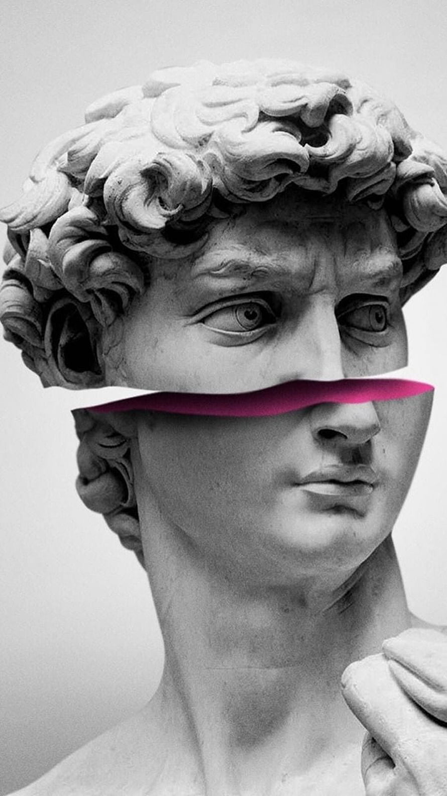 Michelangelo David Marble Head With Pink Split Effect HD phone wallpaper