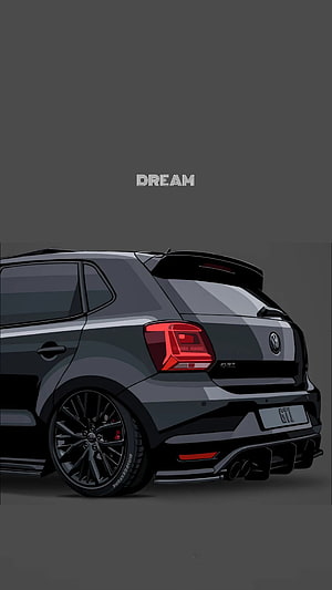 Volkswagen Polo GTI Rear Three-Quarter Digital Illustration HD phone wallpaper