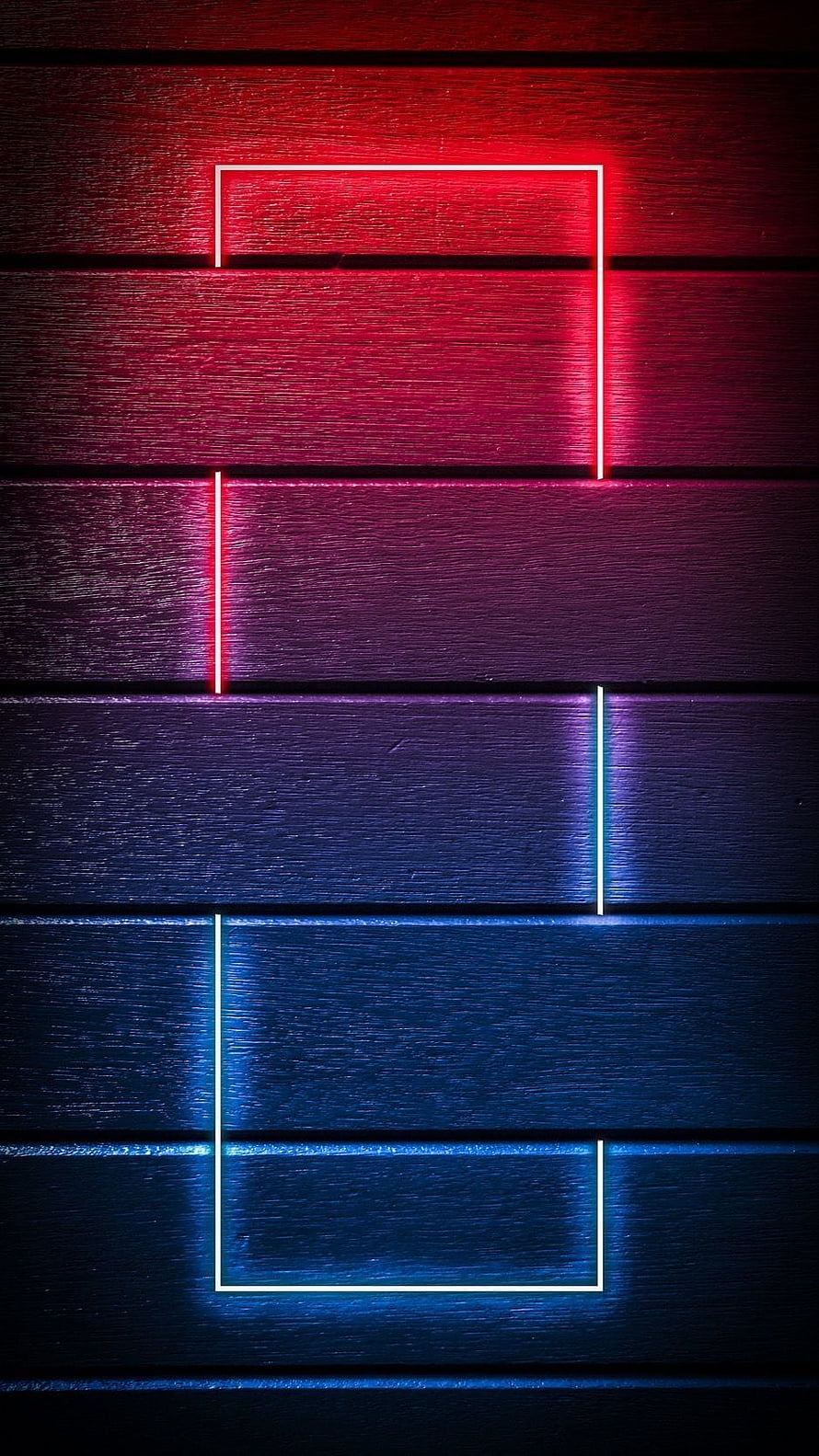 Vibrant LED Light Strip on Textured Wooden Planks with Red to Blue Gradient Glow HD phone wallpaper