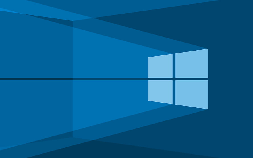 Windows 10 Default Blue Desktop Background with Geometric Window Logo HD wallpaper