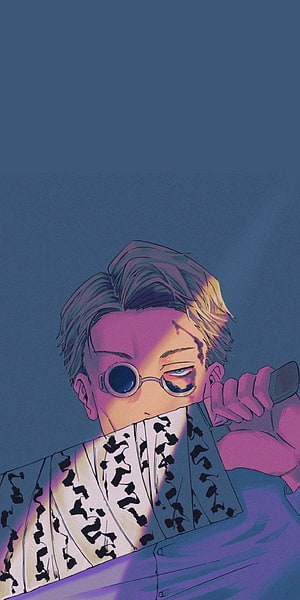 Kento Nanami Anime Character Illustration with Round Glasses and Scarred Face HD phone wallpaper