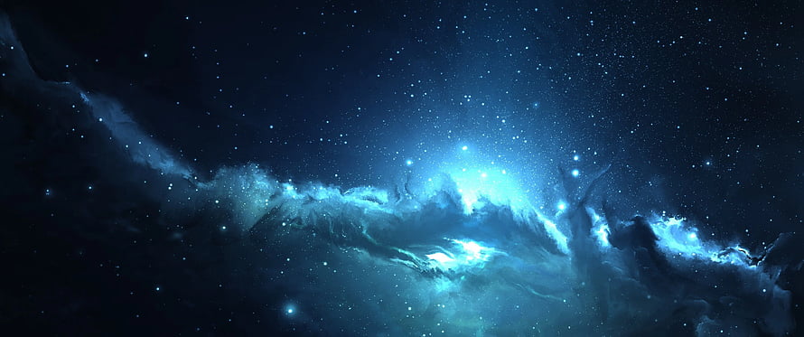 Deep Space Nebula with Glowing Blue Stars and Cosmic Dust Clouds HD wallpaper