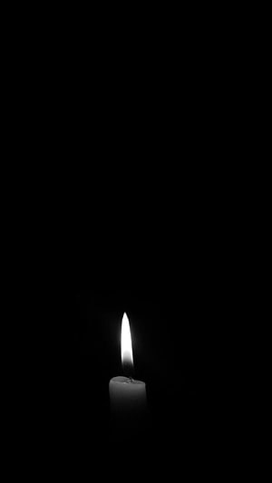 Minimalist Black and White Candle Flame in Darkness HD phone wallpaper