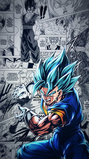Vegito Super Saiyan Blue Manga Panel Artwork HD phone wallpaper
