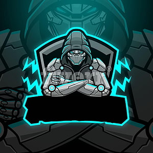 Cyber Ninja Mascot Logo with Neon Cyan Glow and Futuristic Armor HD phone wallpaper