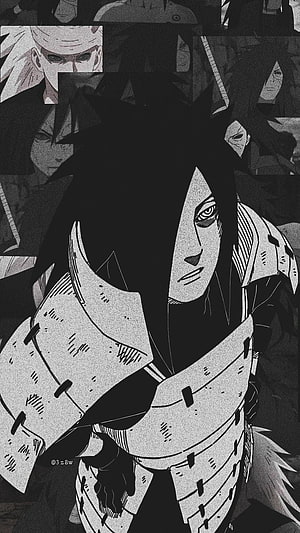 Madara Uchiha in Black and White Anime Art Style HD phone wallpaper