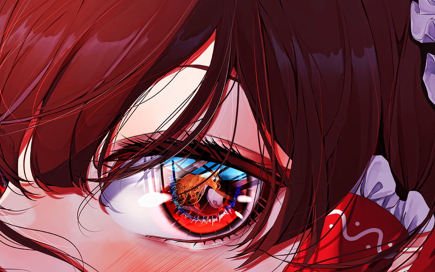 Reimu Hakurei Close-Up Eye Portrait From Touhou Project Anime Style Illustration HD wallpaper