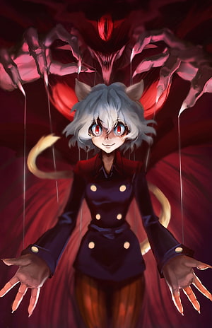 Neferpitou from Hunter x Hunter with glowing red eyes and dark demonic aura HD phone wallpaper