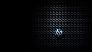 Hewlett Packard Logo on Dark Hexagonal Mesh Background HD wallpaper