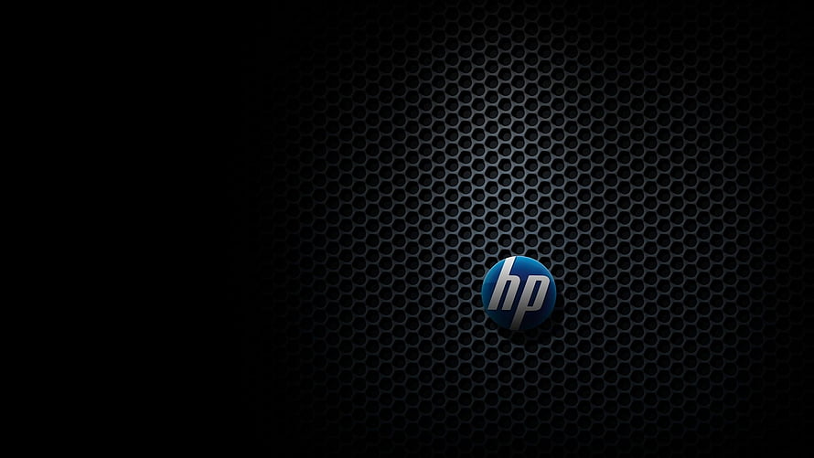 Hewlett Packard Logo on Dark Hexagonal Mesh Background HD wallpaper