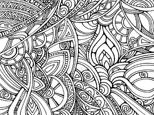 Intricate Black and White Abstract Line Art Pattern for Adult Coloring Book Pages HD wallpaper