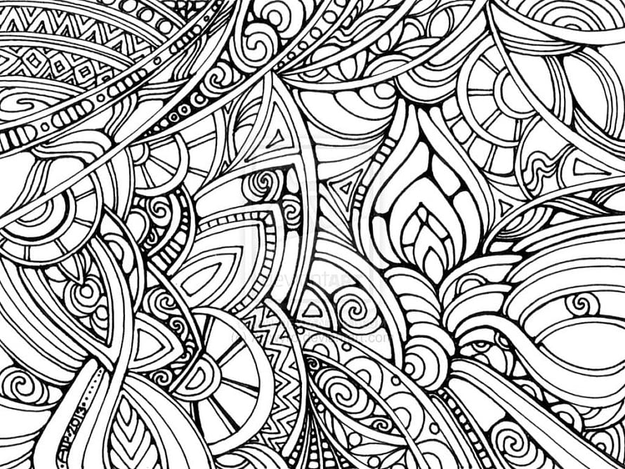 Intricate Black and White Abstract Line Art Pattern for Adult Coloring Book Pages HD wallpaper