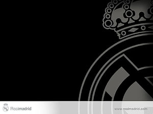 Real Madrid Black and White Minimalist Crest Background HD wallpaper