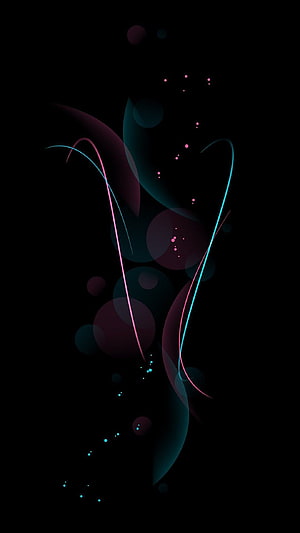 Abstract Neon Flow with Pink and Cyan Curves on Black Background HD phone wallpaper
