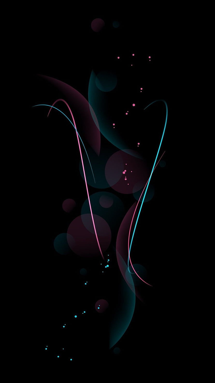 Abstract Neon Flow with Pink and Cyan Curves on Black Background HD phone wallpaper
