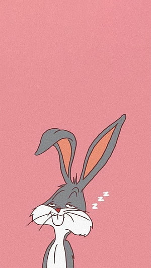 Sleepy Bugs Bunny Cartoon Character on Soft Pink Background HD phone wallpaper