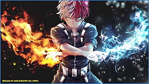 Bakugou from My Hero Academia with Fire and Ice Powers HD wallpaper