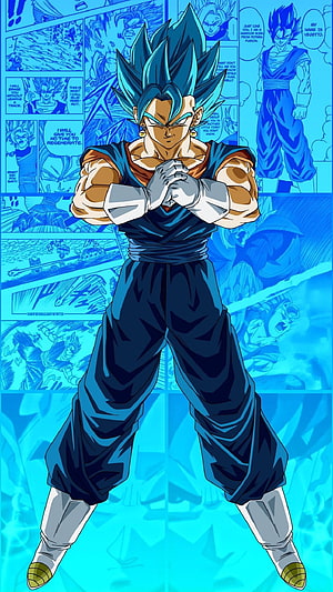 Vegito Blue Hair Dragon Ball Super Anime Character Standing Pose HD phone wallpaper