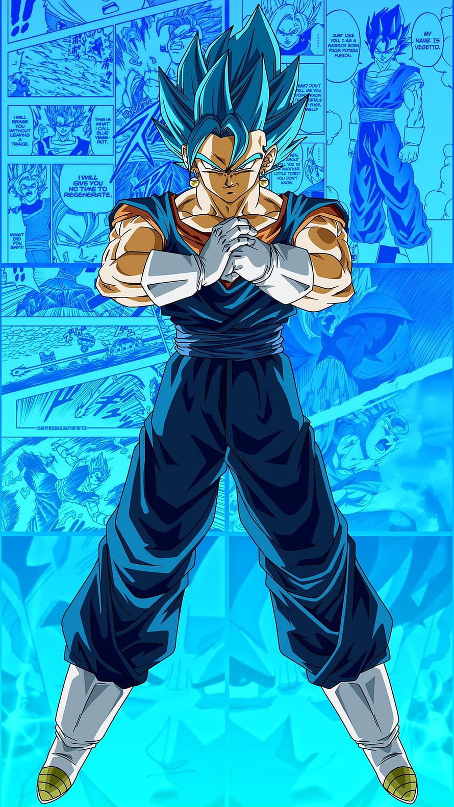 Vegito Blue Hair Dragon Ball Super Anime Character Standing Pose HD phone wallpaper