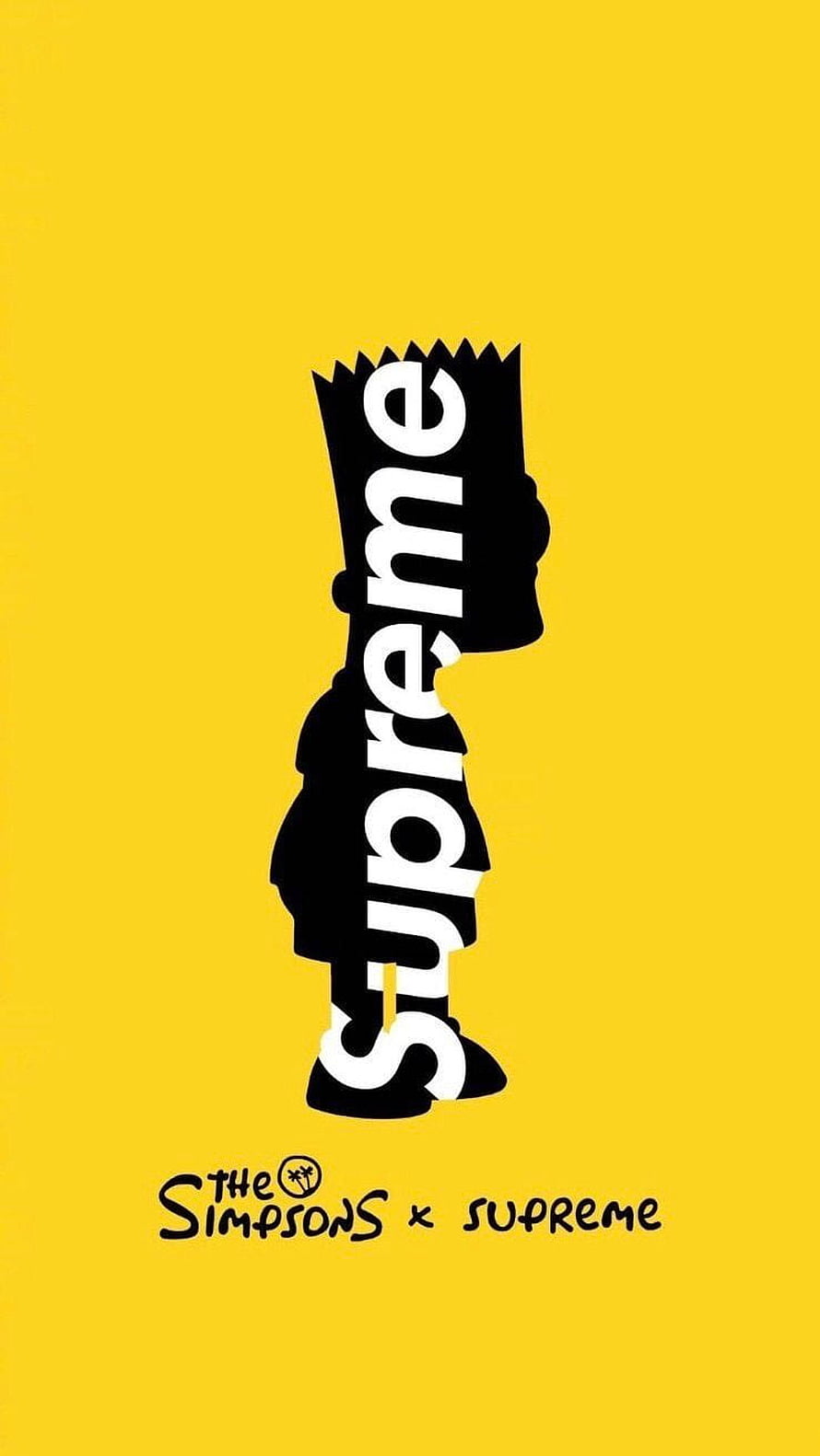 The Simpsons x Supreme Collaboration Silhouette on Yellow Background HD phone wallpaper