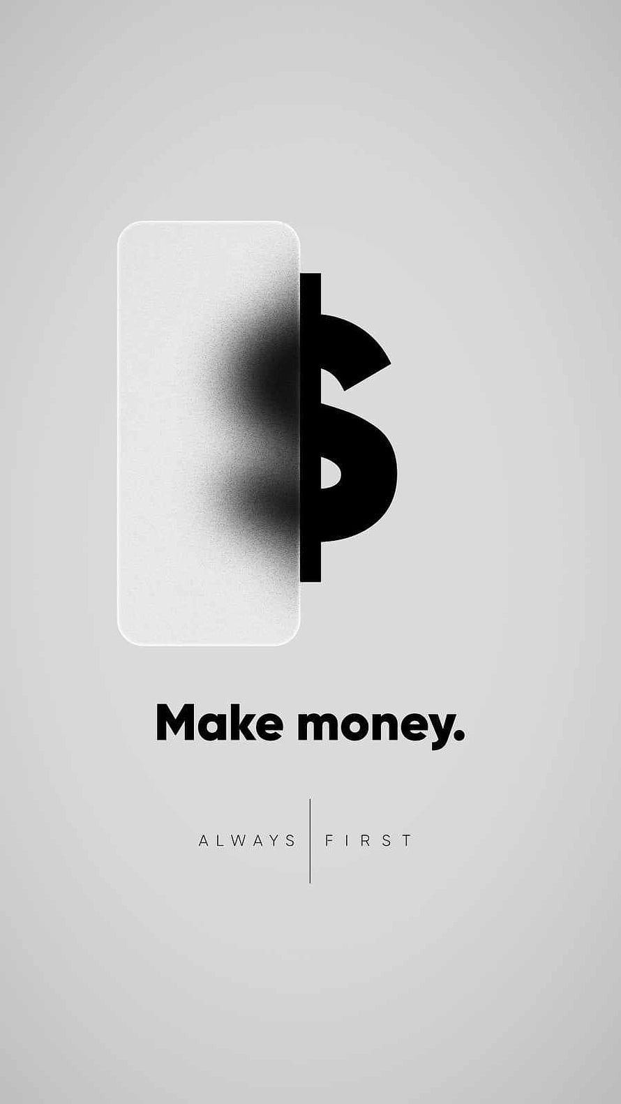 Minimalist Monochrome Typography Poster Featuring a Smartphone and Dollar Sign Motif HD phone wallpaper