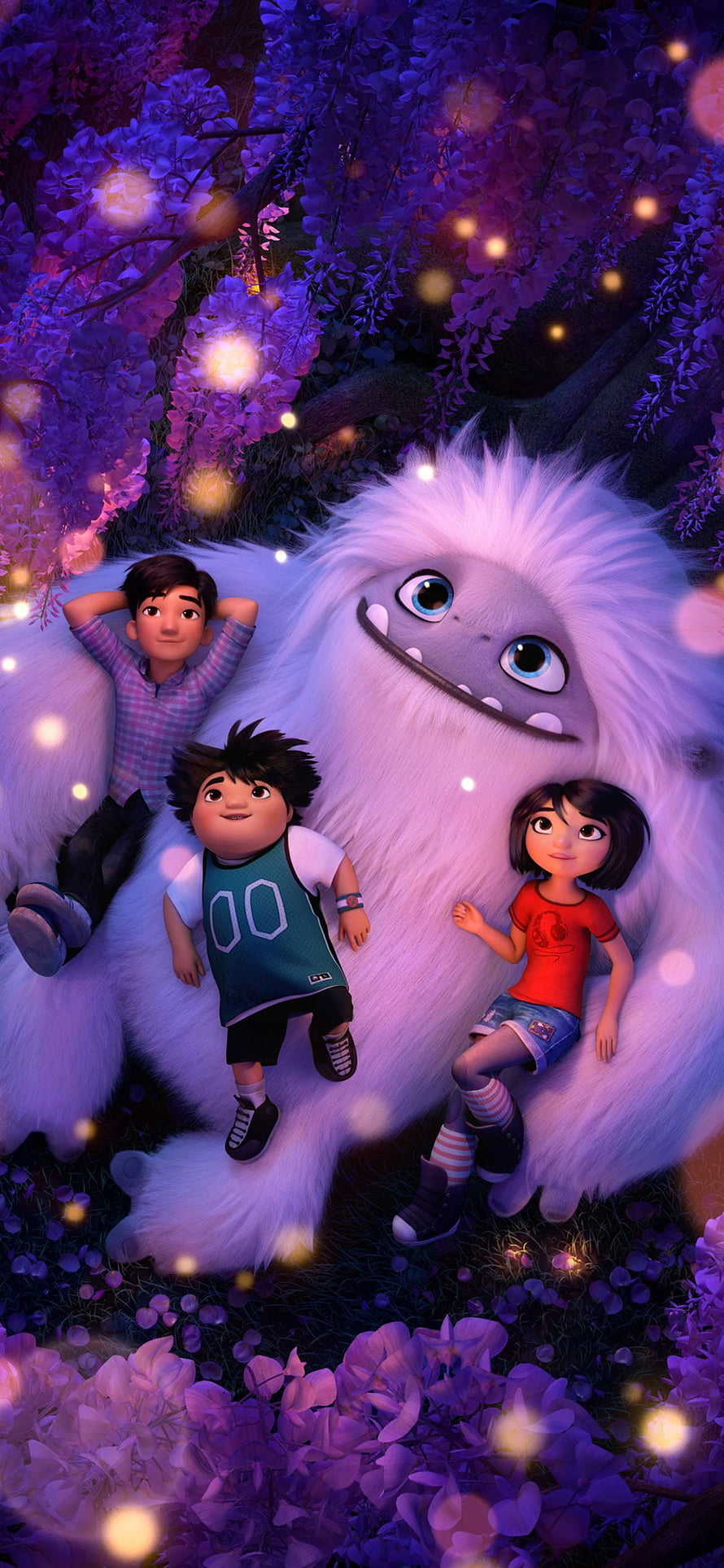 Abominable Movie Poster with Three Kids and a Giant Snowman in a Magical Forest HD phone wallpaper