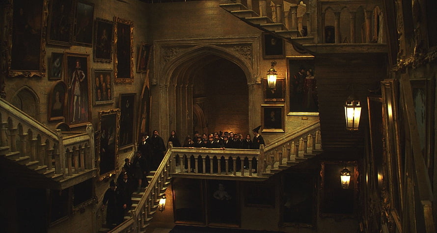 Harry Potter Hogwarts Great Hall with students in dark academia style HD wallpaper