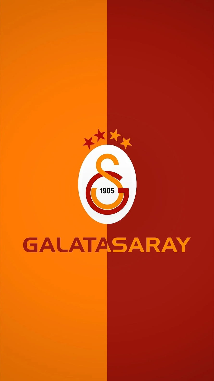Galatasaray Club Crest and Logo on Orange and Red Split Background HD phone wallpaper