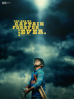 Mahendra Singh Dhoni in India Cricket Jersey Under Dramatic Stormy Sky HD phone wallpaper