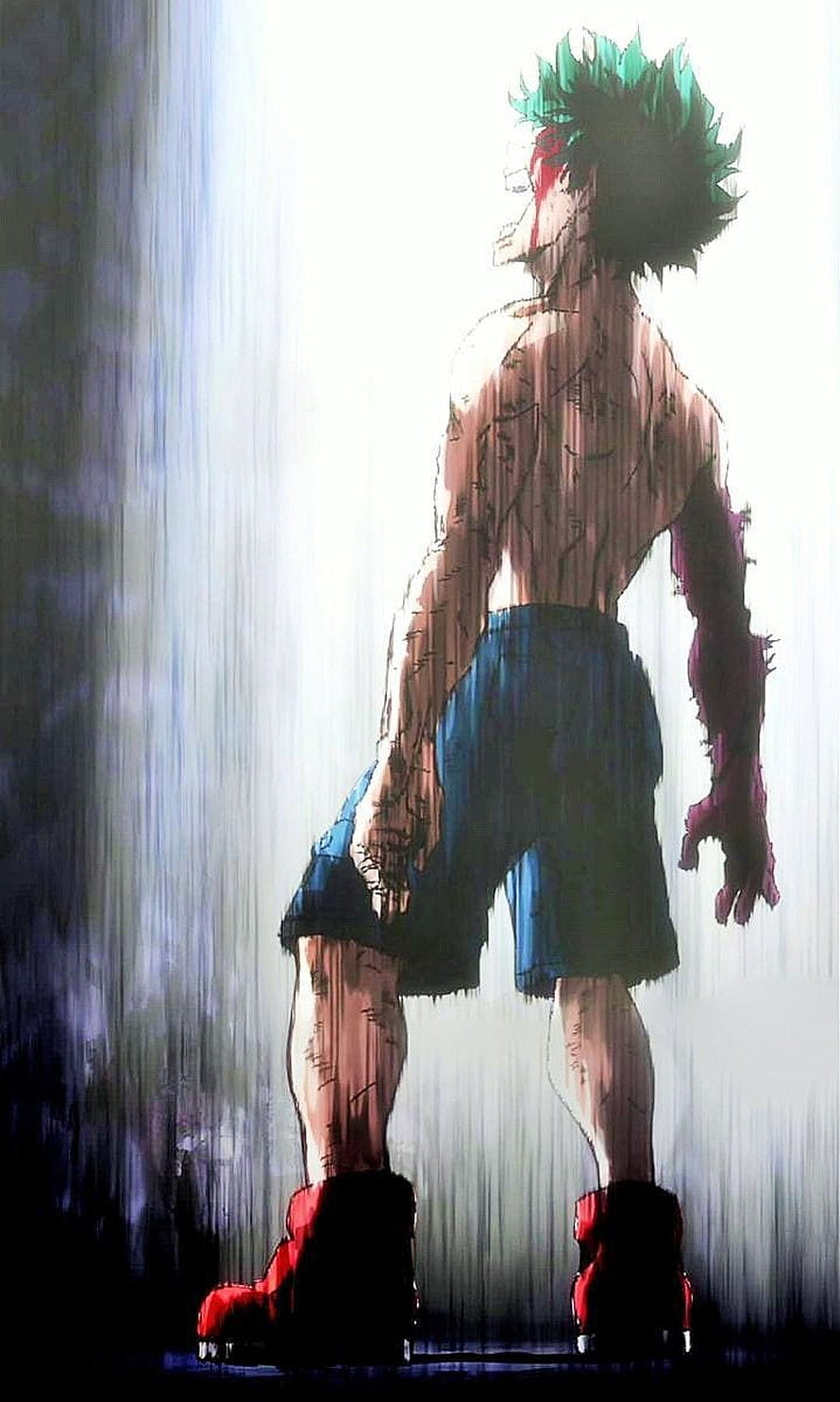 Izuku Midoriya Standing in the Rain with Injuries and Scars HD phone wallpaper