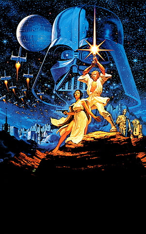 Star Wars Episode IV A New Hope Classic Poster Art with Luke Leia and Darth Vader HD phone wallpaper
