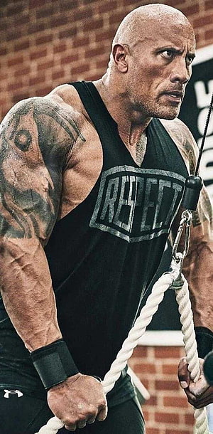 Dwayne Johnson Performing Intense Battle Ropes Workout in Gym HD phone wallpaper
