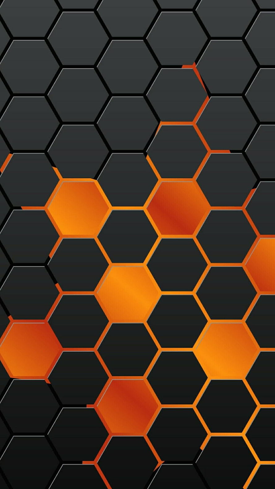 Dark Hexagon Pattern with Orange Accents for Desktop and Mobile HD phone wallpaper