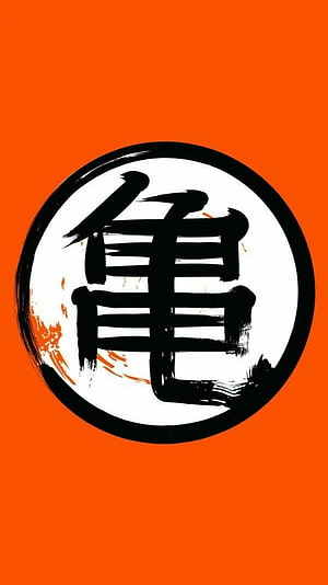 Dragon Ball Kanji Calligraphy Art on Vibrant Orange Background HD phone wallpaper
