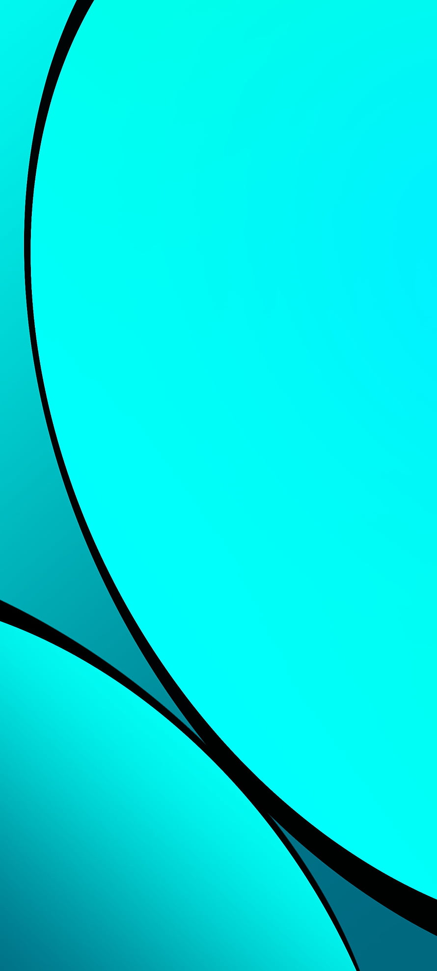 Minimalist Cyan Abstract Curves with Bold Black Lines and Gradient Background HD phone wallpaper