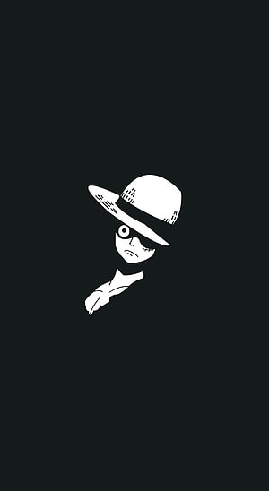 Minimalist One Piece Luffy Portrait in Black and White HD phone wallpaper