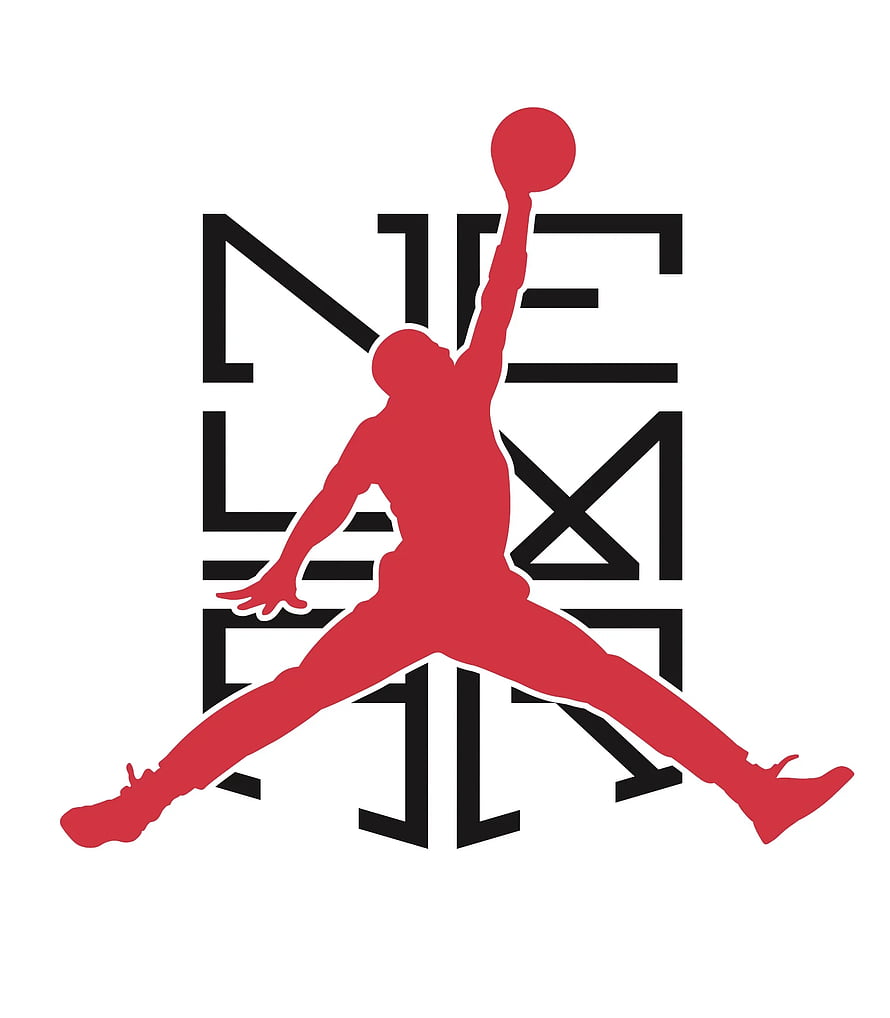 Neymar Jordan Nike Air Silhouette Logo Design in Red and Black HD phone wallpaper