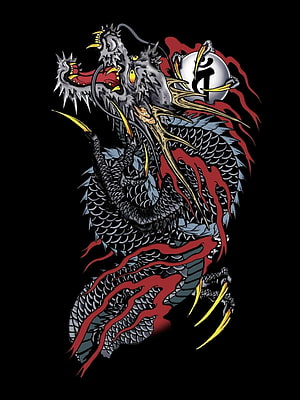 Kazuma Kiryu Yakuza Dragon of Dojima Tattoo Style Illustration HD phone wallpaper