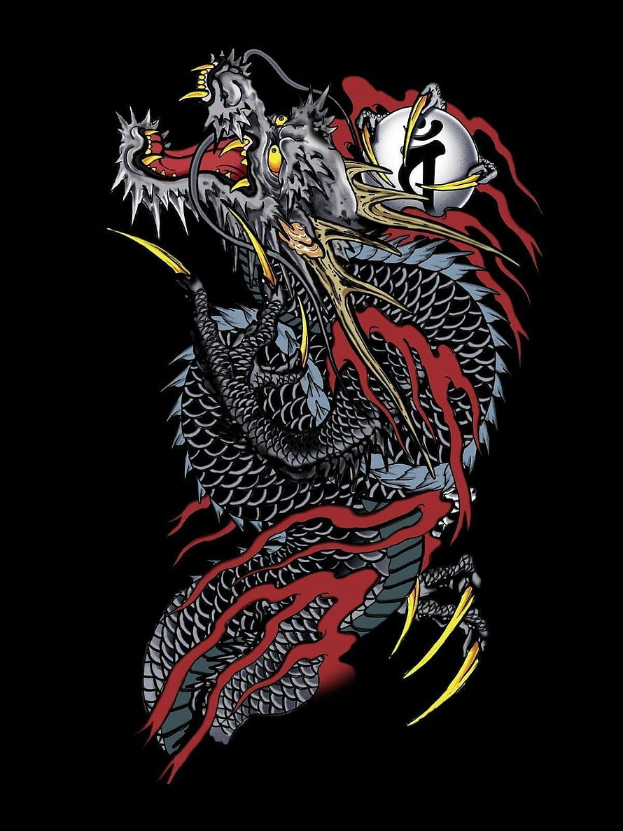 Kazuma Kiryu Yakuza Dragon of Dojima Tattoo Style Illustration HD phone wallpaper