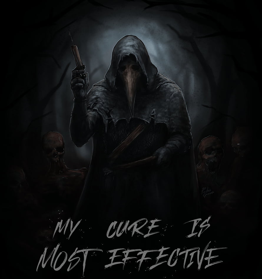 SCP 049 Plague Doctor Holding Syringe Amidst Dark Zombie Figures HD phone wallpaper